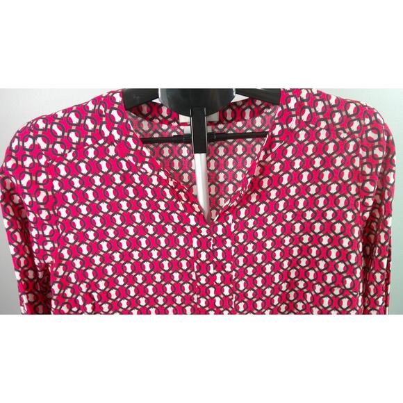 Van Heusen V-Neck Long Sleeve Blouse Coral, Black Women's Medium - Picture 2 of 6